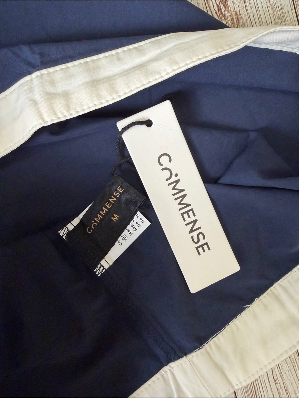 Commense Navy Blue Ivory Contrast Trim Cotton Top Mini Skirt Set Medium NWT - Picture 9 of 12
